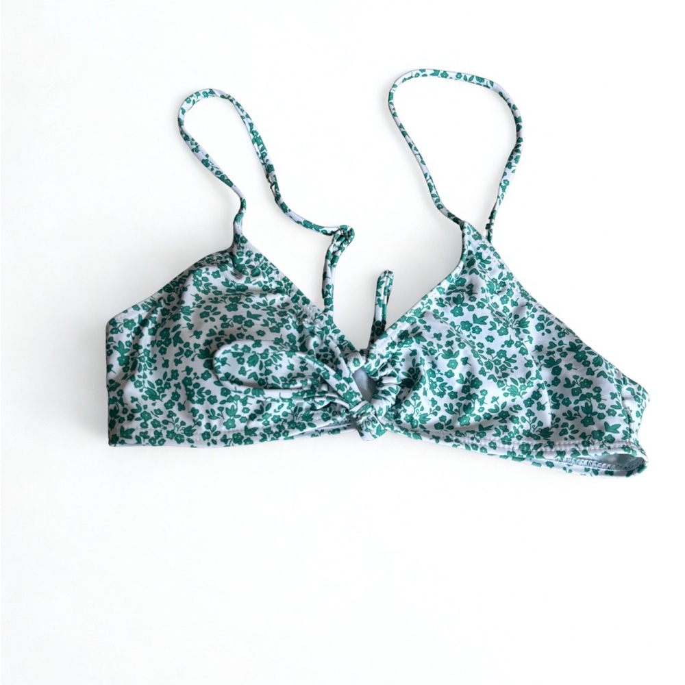 Green Floral Bikini Top